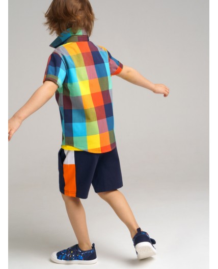 Шорты трикотажные для мальчика, 2 шт. в комплекте оранжевый,тёмно-синий,белый
