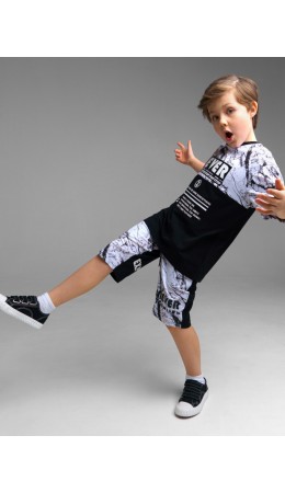 Шорты трикотажные для мальчика черный,белый