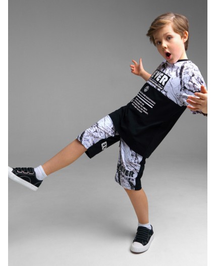 Шорты трикотажные для мальчика черный,белый