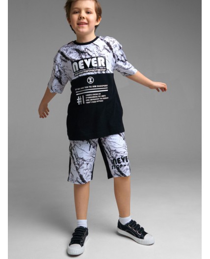 Шорты трикотажные для мальчика черный,белый