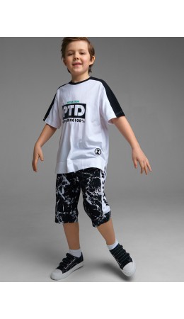 Шорты трикотажные для мальчика черный,белый