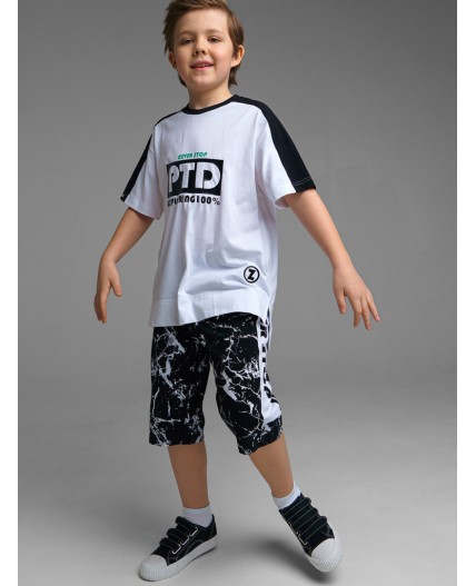 Шорты трикотажные для мальчика черный,белый