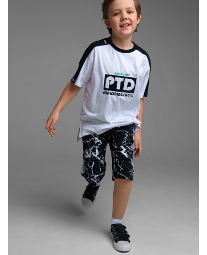 Шорты трикотажные для мальчика черный,белый