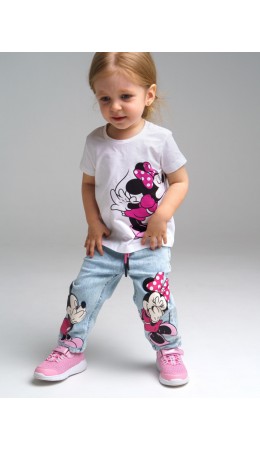 Джинсы с принтом Disney для девочки голубой