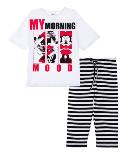 Пижама: футболка и леггинсы для девочки Disney белый,черный,красный