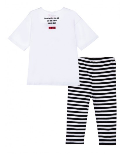 Пижама: футболка и леггинсы для девочки Disney белый,черный,красный