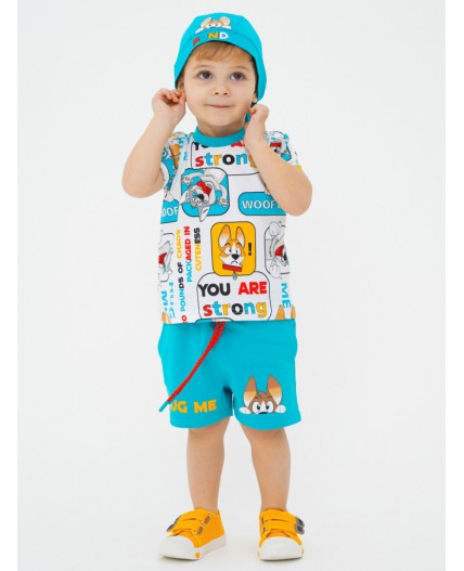 Комплект детский трикотажный для мальчиков: фуфайка (футболка), шорты разноцветный