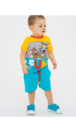 Комплект детский трикотажный для мальчиков: фуфайка (футболка), шорты разноцветный