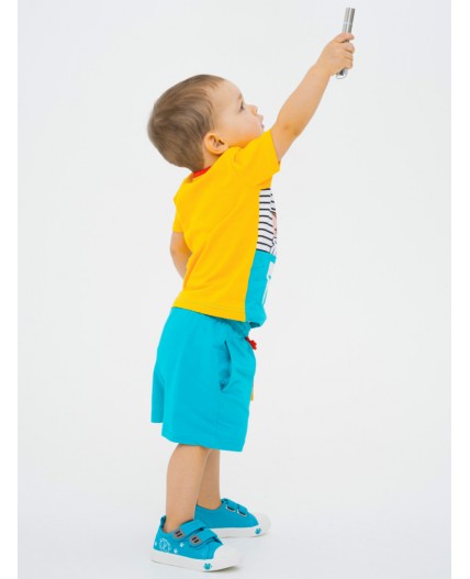 Комплект детский трикотажный для мальчиков: фуфайка (футболка), шорты разноцветный