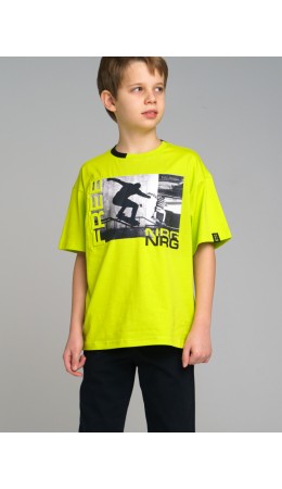 Фуфайка трикотажная для мальчиков (футболка) светло-зеленый,разноцветный