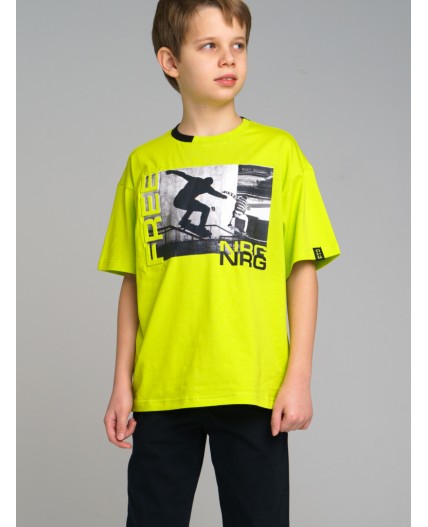 Фуфайка трикотажная для мальчиков (футболка) светло-зеленый,разноцветный