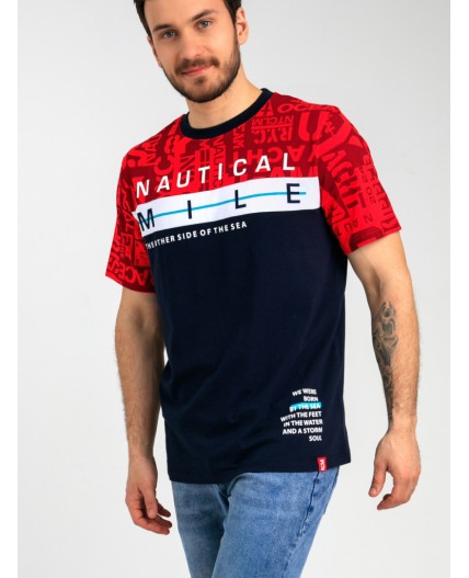 Фуфайка трикотажная для мужчин (футболка) тёмно-синий,красный,белый