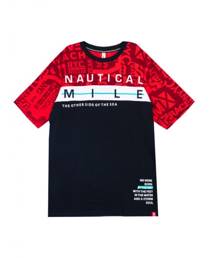 Фуфайка трикотажная для мужчин (футболка) тёмно-синий,красный,белый