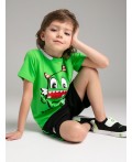 Комплект трикотажный для мальчиков: фуфайка (футболка), шорты зеленый,черный