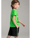 Комплект трикотажный для мальчиков: фуфайка (футболка), шорты зеленый,черный