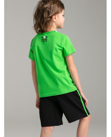 Комплект трикотажный для мальчиков: фуфайка (футболка), шорты зеленый,черный