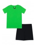 Комплект трикотажный для мальчиков: фуфайка (футболка), шорты зеленый,черный