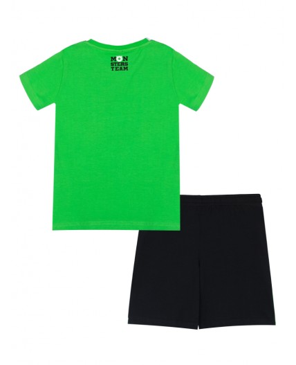 Комплект трикотажный для мальчиков: фуфайка (футболка), шорты зеленый,черный