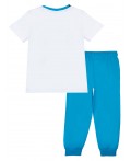 Комплект трикотажный для мальчиков: фуфайка (футболка), брюки белый,голубой