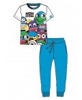 Комплект трикотажный для мальчиков: фуфайка (футболка), брюки белый,голубой