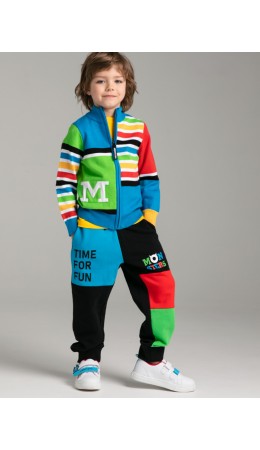 Брюки трикотажные для мальчиков черный,разноцветный