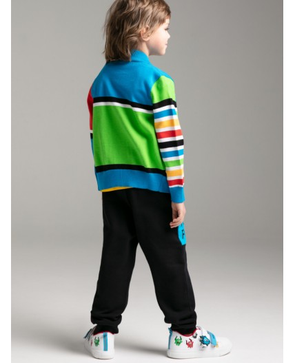 Брюки трикотажные для мальчиков черный,разноцветный