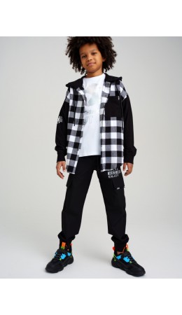 Сорочка текстильная для мальчиков черный,белый