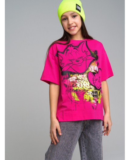 Фуфайка трикотажная для девочек (футболка) розовый,разноцветный