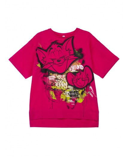 Фуфайка трикотажная для девочек (футболка) розовый,разноцветный