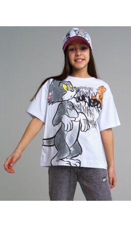 Фуфайка трикотажная для девочек (футболка) белый,разноцветный