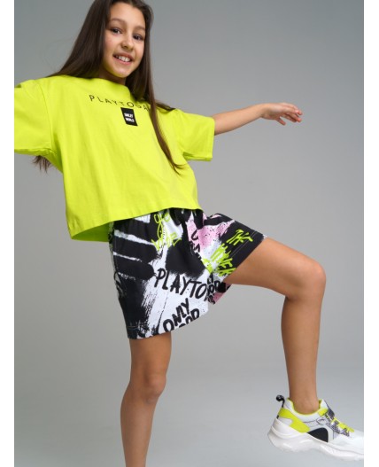 Шорты трикотажные для девочек разноцветный