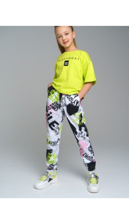 Брюки трикотажные для девочек разноцветный