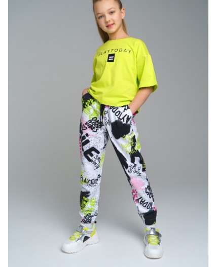 Брюки трикотажные для девочек разноцветный