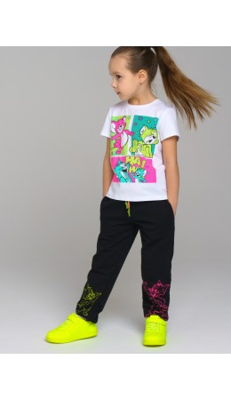 Брюки трикотажные для девочек черный