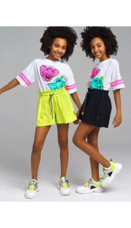 Шорты трикотажные для девочек, 2 шт в комплекте светло-зеленый,черный