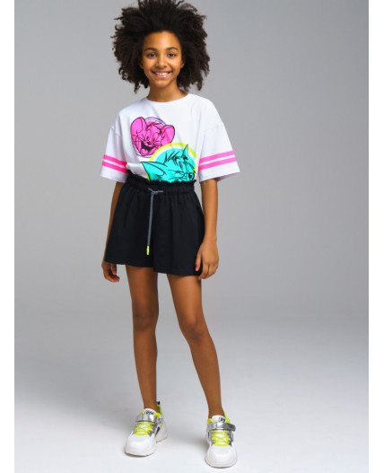 Шорты трикотажные для девочек, 2 шт в комплекте светло-зеленый,черный