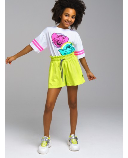 Шорты трикотажные для девочек, 2 шт в комплекте светло-зеленый,черный