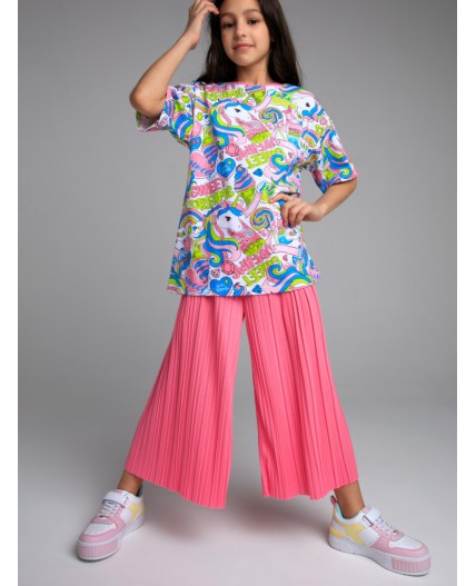 Брюки трикотажные для девочек (кюлоты) розовый