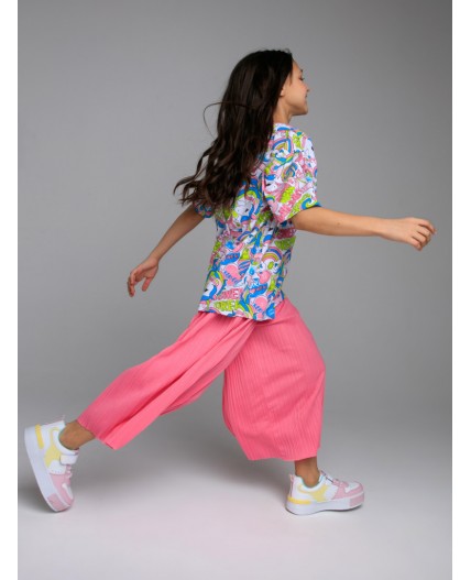 Брюки трикотажные для девочек (кюлоты) розовый