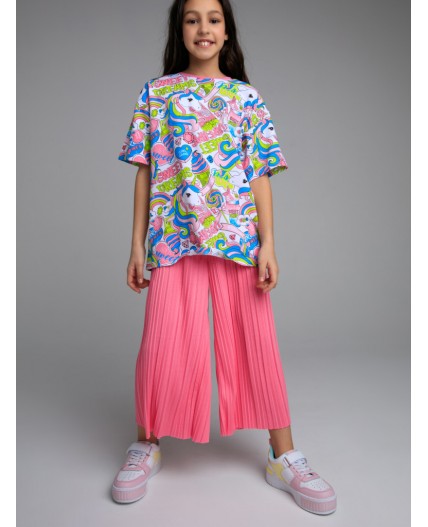 Брюки трикотажные для девочек (кюлоты) розовый