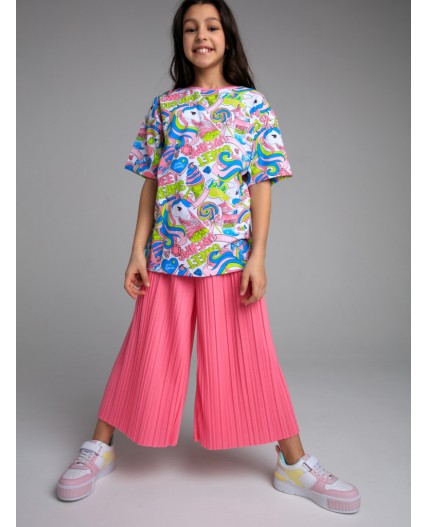 Брюки трикотажные для девочек (кюлоты) розовый