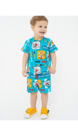 Комплект детский трикотажный для мальчиков: фуфайка (футболка), шорты разноцветный