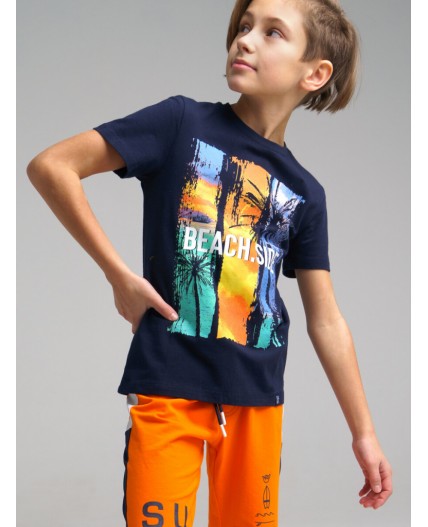 Футболка для мальчика тёмно-синий,разноцветный