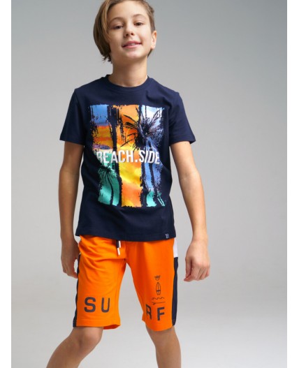 Футболка для мальчика тёмно-синий,разноцветный