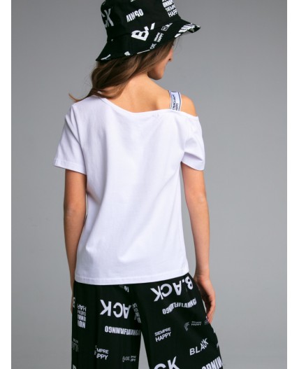 Фуфайка трикотажная для девочек (футболка) белый
