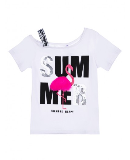 Фуфайка трикотажная для девочек (футболка) белый