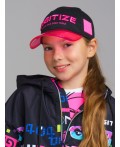 Кепка текстильная для девочек черный,фуксия
