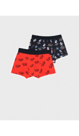 Трусы трикотажные для мальчиков - боксеры, 2 шт в комплекте черный,красный