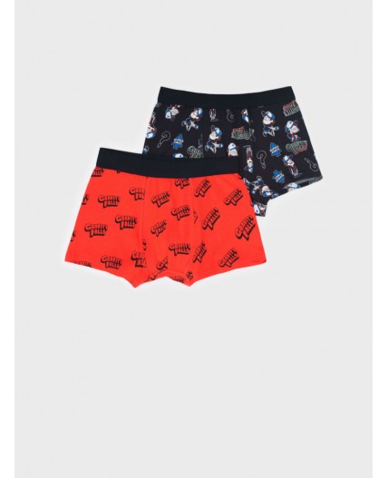 Трусы трикотажные для мальчиков - боксеры, 2 шт в комплекте черный,красный