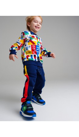 Брюки трикотажные для мальчиков тёмно-синий,разноцветный